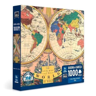 Imagem de Quebra Cabeca Puzzle Grande Novo Mapa Do Mundo 1000 Pcs 2763 - Toyster