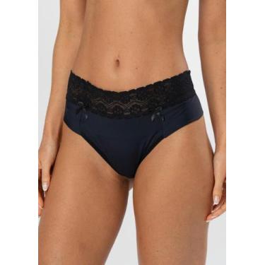 Imagem de Calcinha de Microfibra com Cós de Renda Fio Duplo - Gimara, GG, Preto