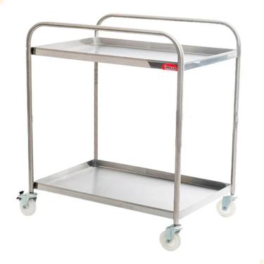Imagem de Carrinho Para Transporte Imeca Em Aço Inox 430 C/ 2 Bandejas 52x80 E Rodízios Giratórios 6544