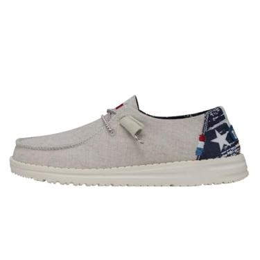 Imagem de Hey Dude Wendy Texas Canvas Off White Tamanho 10 Para Mulheres, Calçados Femininos, Mocassins Femininos Sem Cadarço, Confortáveis E Leves