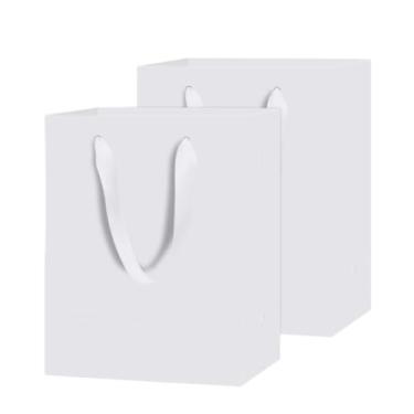 Imagem de Sacos de presente brancos Aosric – 30 peças, 18 x 10 x 23 cm, sacos de papel cartolina duráveis com alças, pacote a granel, resistentes e reutilizáveis – ideais para festas, Natal, aniversários