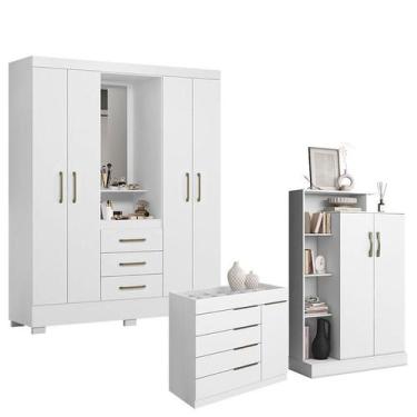 Imagem de Guarda Roupa Solteiro Paris 2045150 com Armário Multiuso Florença 2000