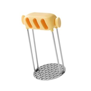 Imagem de YIJU Amassador de batatas, amassador de alimentos, utensílios de cozinha fáceis de limpar, auxiliar de alimentação para bebês, espremedor de batatas de aço, Amarelo