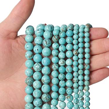 Imagem de 60 peças de contas de pedra preciosa turquesa natural de 6 mm contas redondas soltas de cristal de cura energética para fabricação de joias, pulseiras DIY colares