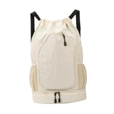 Imagem de menolana Mochila de basquete, bolsa de basquete, suporte decorativo, organizador versátil, bolsa para raquete de badminton, mochila de tênis para camping e, Bege Branco