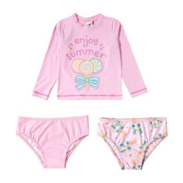 Imagem de Biquini Infantil 3 Peças Com Filtro Solar Uv50 Tip Top Conjunto Praia 