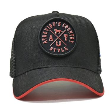 Imagem de Boné Trucker Telinha Atrevidu's Country Luxo Preto/Vermelho, Preto, Ve