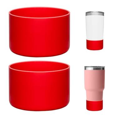 Imagem de Prurex Capa de Bota de Silicone para Stanley 40 Oz Quencher Adventure Tumbler E Iceflow Flip 30 Oz 20 Oz, 2 Peças Stanley Cup Acessórios Tampa de Manga Inferior de Garrafa (Canyon Red)