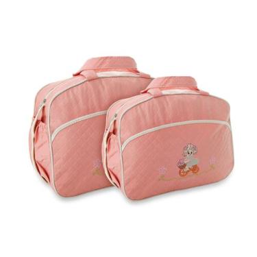 Imagem de Kit Bolsa Sacola Maternidade Viagem Bebê Bordado Mave Baby, Rose
