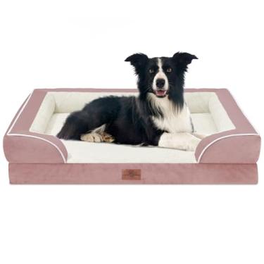 Imagem de Comfort Expression Cama grande para cães à prova d'água, com espuma ortopédica, cama confortável para animais de estimação com fundo antiderrapante e capa removível lavável (G, rosa)