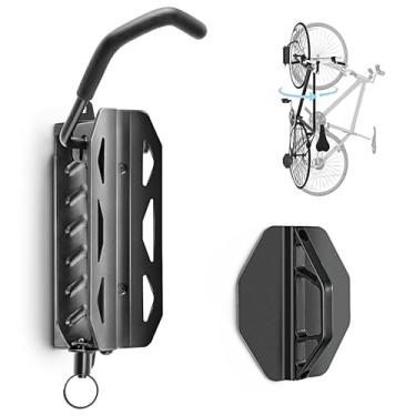 Imagem de QAQ Suporte de parede giratório para bicicleta, suporte vertical para garagem comporta até 30 kg, ganchos de bicicleta para economia de espaço na garagem, fácil de instalar (pacote com 1)