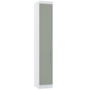 Imagem de Guarda-roupa Modulado 38cm 1 Porta Alpes Luciane, Branco/Verde Bellagi