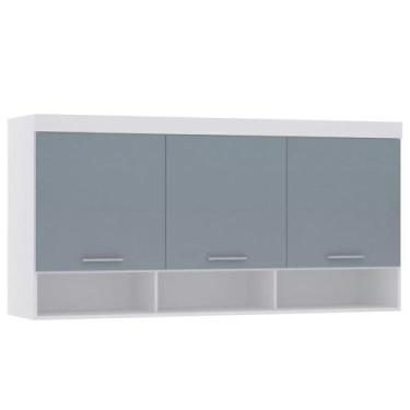 Imagem de Guarda-roupa Modulado 165cm Aéreo 2 Portas Alpes Luciane, Branco/Grey 