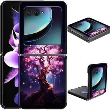 Imagem de GFRGTFHYT Capa para celular Motorola Moto Razr 2024 para Moto Razr 50 capa fina e leve para PC com design de árvore rosa mágica à prova de choque para Moto Razr 2024/Moto Razr 50 5G