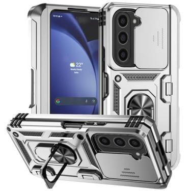 Imagem de Capa para Galaxy Z Fold 6 com suporte de anel militar resistente a choques e compartimento para caneta oculto (para Galaxy Z Fold 6/prata)
