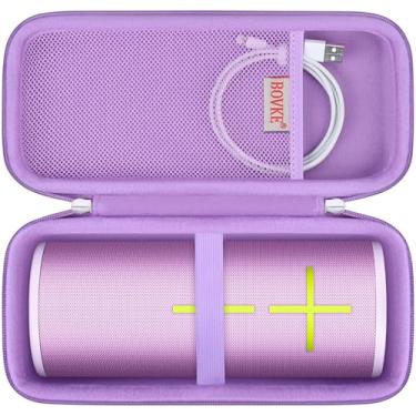 Imagem de BOVKE Estojo rígido para Ultimate Ears MEGABOOM 4/3 alto-falante Bluetooth portátil, impermeável, suporte de viagem UE Megaboom 4 com bolso de malha para cabos de carregamento, lilás