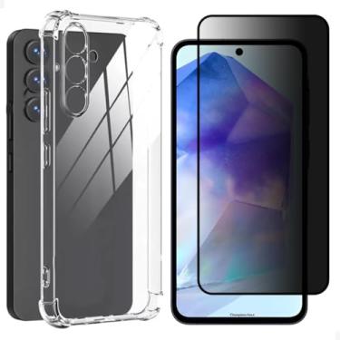 Imagem de [GL CASES] Kit Capa A34 Case Capinha Samsung A34 Anti Impacto Reforçada Silicone Transparente Flexível Proteção De Câmera + Película A34 Privacidade Vidro Anti Spy Espião
