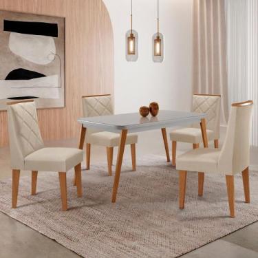 Imagem de Mesa de Jantar Copper 120cm Tampo Canto MDF Vidro com 4 Cadeiras Isado