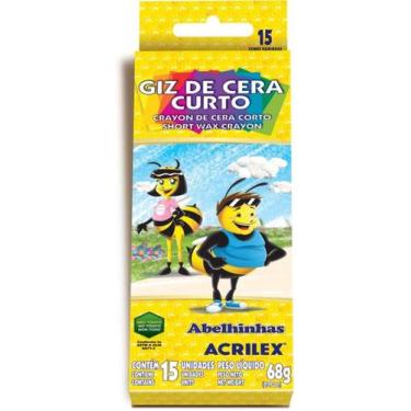 Imagem de Giz de cera curto 15 cores 68g  092150000 - acrilex - Acrilex
