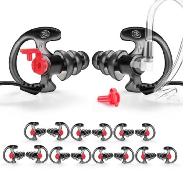 Imagem de Zeadio Fone de ouvido com flange tripla, confortável de silicone para fone de ouvido - preto, médio, par de 8