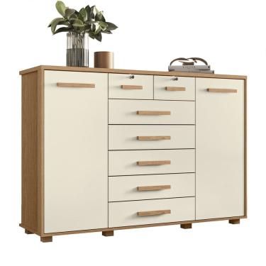 Imagem de Cômoda Para Quarto 7 Gavetas 160cm Fontaine A02 Off/Freijó - Mpozenato