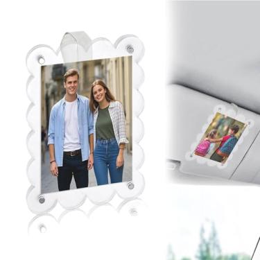 Imagem de HhdvdyWgd Molduras magnéticas para geladeira, 1 peça, molduras de acrílico transparente com ímã forte, mini molduras para geladeira, ímã de foto (grande)