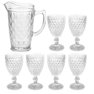 Imagem de Conjunto de Taças e Jarra Bico de Abacaxi Royal Transparente 7 peças - Casambiente
