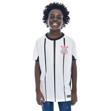 Imagem de Camisa Corinthians Listrada Raglan, Infantil, Branca, 12