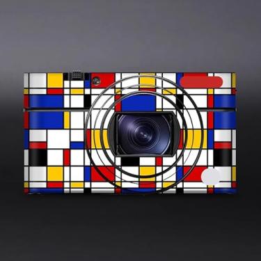 Imagem de Adesivo do corpo da câmera película protetora acessórios para Sony RX100 V RX100 IV vinil envoltório decalques RX100M4 RX100M5 RX100M5A (malha geométrica)