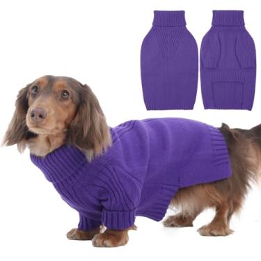 Imagem de IECOii Suéter de cachorro, suéter para cães médios, meninas, meninos, suéter de Natal, moletom para animais de estimação, roupa de malha para férias, roupas quentes de malha de gola rolê para buldogue