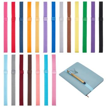 Imagem de PH PandaHall 20 peças de tiras elásticas para notebook para marcadores de livro de 15 mm de largura, 20 cores, tiras elásticas para livros com suporte de caneta, para notebook, escritório, escola