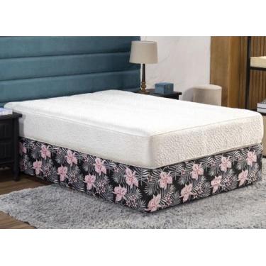 Imagem de Saia Box Fit Casal Capa para Cama Box com Elástico Malha 1 pç Estampad