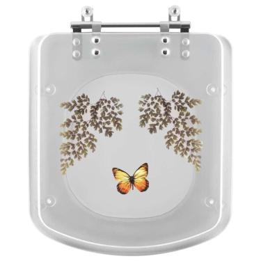 Imagem de Assento Sanitário Bali Transparente Decorado Borboleta Para Incepa
