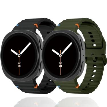 Imagem de SOLOLUP Pulseiras esportivas para Samsung Galaxy Watch 8 de 40 mm e 44 mm/Galaxy Watch 8 Classic de 46 mm, pacote com 2 pulseiras de silicone macio sem lacunas para Samsung Galaxy Watch 8 40 44/8