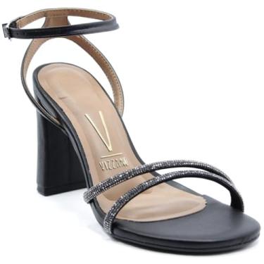 Imagem de Sandália Vizzano Strass Salto Alto Grosso Feminina - Preto - 38
