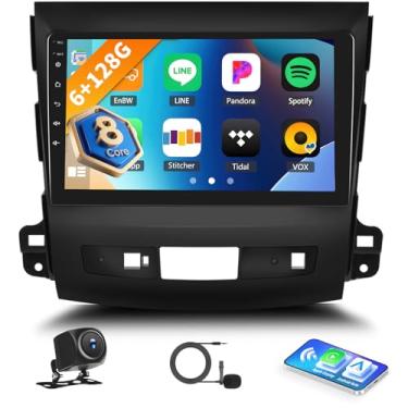 Imagem de [6+128G] Rádio estéreo de carro Android 15 de 8 núcleos para Mitsubishi Outlander 2008-2015 com carro sem fio e Android Auto, rádio de carro de 22 polegadas com conexão espelhada, Bluetooth, FM/RDS