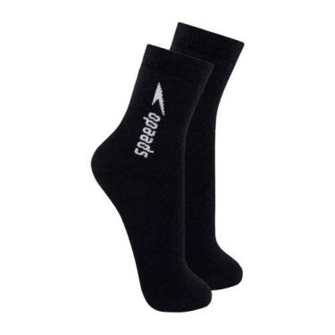 Imagem de Kit com 2 Pares de Meias Esportiva Cano Médio Speedo 8032, Preto, 39-4