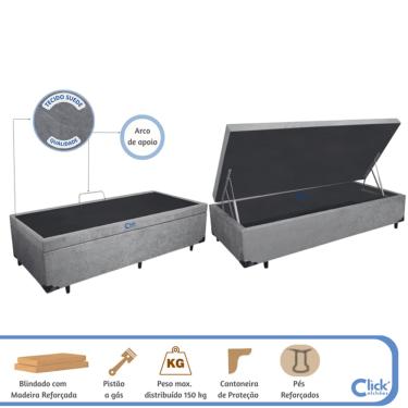 Imagem de Cama Box Baú Solteiro Blindado 78x188x42 - Blindado - Suede - Ideal para Quartos pequenos