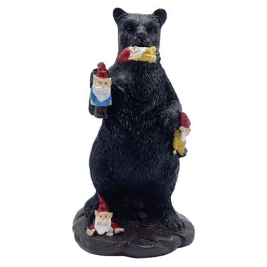 Imagem de Abirdflyer Black Bear Eating Gnomes Sculptures 5.9" Figurine Ornament for Outdoor Indoor Home Yard Lawn Balcony Porch Patio