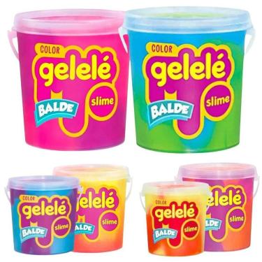 Imagem de Balde Slime Color Gelelé Doce Brinquedo 457G 2 Cores Amarelo