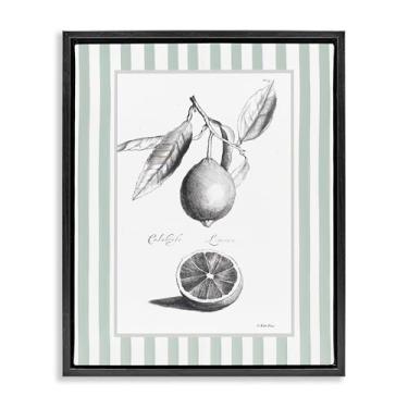 Imagem de Stupell Industries Arte de parede em tela flutuante emoldurada preta com borda listrada cítrica vintage por Lettered and Lined, 78 x 63 cm