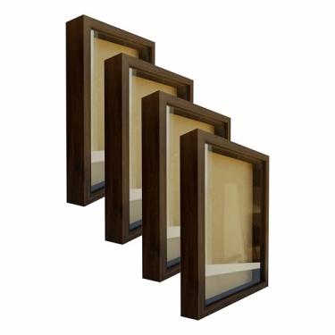 Imagem de KIAGA, Kit 4 Molduras Caixa Alta Revestida com Vidro para Quadros Quilling e Scrapbook - 10x15cm - 1,5x3 Cor:MARROM;Tamanho:10X