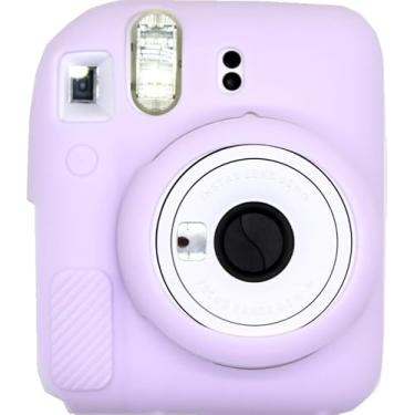 Imagem de BMAOLLONGB Capa para câmera Mini 12, capa de borracha fina e leve de silicone para Fujifilm Instax Mini 12 (roxa, lisa)