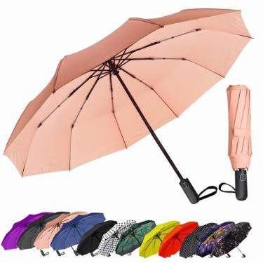 Imagem de Guarda-chuva de viagem compacto SIEPASA à prova de vento 107,5 cm rosa
