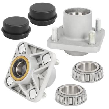 Imagem de Pacote com 2 conjuntos de cubo dianteiro de carrinho de golfe de alumínio, adequado para EZGO TXT e carrinhos de golfe elétricos e gás medalhista 2001.5-2013, com capas de plástico, substitui OEM