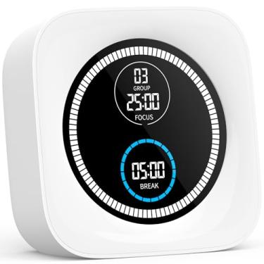 Imagem de HAUKINIX Temporizador visual de 99 minutos com pomodoro temporizador de foco de produtividade, cronômetro de contagem regressiva, mesa TDAH para estudo, trabalho, estudante, procrastinação, alarme