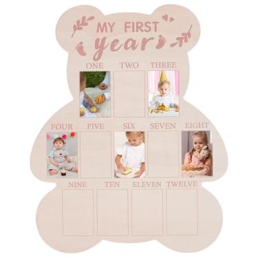 Imagem de UNICRAFTALE Quadro de molduras My First Year quadro de 12 meses, pequena colagem de fotos, decoração de bebê, presente de aniversário 42 x 33,5 x 0,45 cm