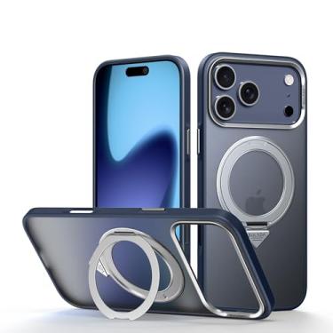 Imagem de SENLAN Capa para IP-17 Pro Max, [compatível com magsafe] com suporte de rotação de 360°, capa protetora à prova de choque, moldura de TPU fosco PC traseira fina de grau militar para homens e mulheres