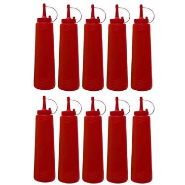 Imagem de Kit 10 Bisnaga Pote Plástico Para Ketchup 400ml Com Tampa - Jaguar