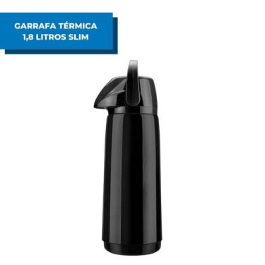 Imagem de Garrafa Térmica de Pressão 1,8 Litros Slim Invicta, 1,8L, Preto